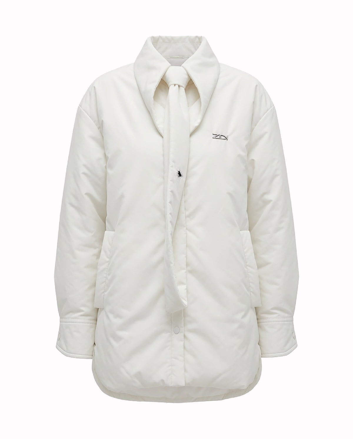 Puffer Shirt Jacket in White