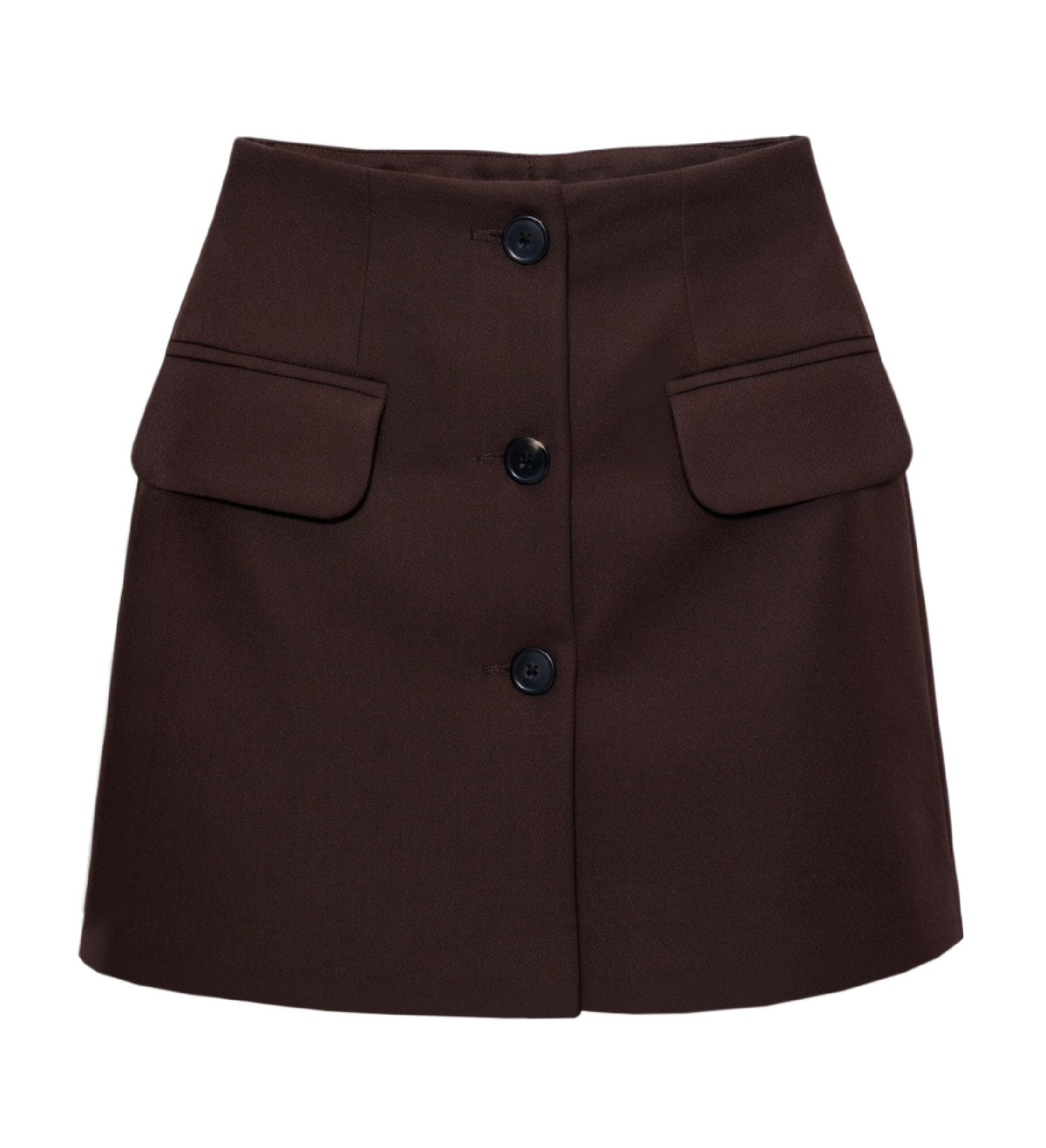 Buttoned Rift Tailored Skirt in Tobacco