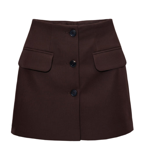 Buttoned Rift Tailored Skirt in Tobacco