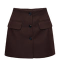 Buttoned Rift Tailored Skirt in Tobacco