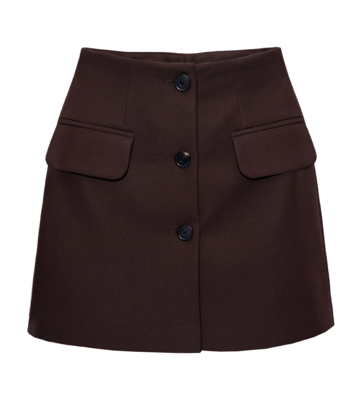 Buttoned Rift Tailored Skirt in Tobacco