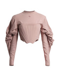 Draped Sleeve Corset Top in Dirty Pink