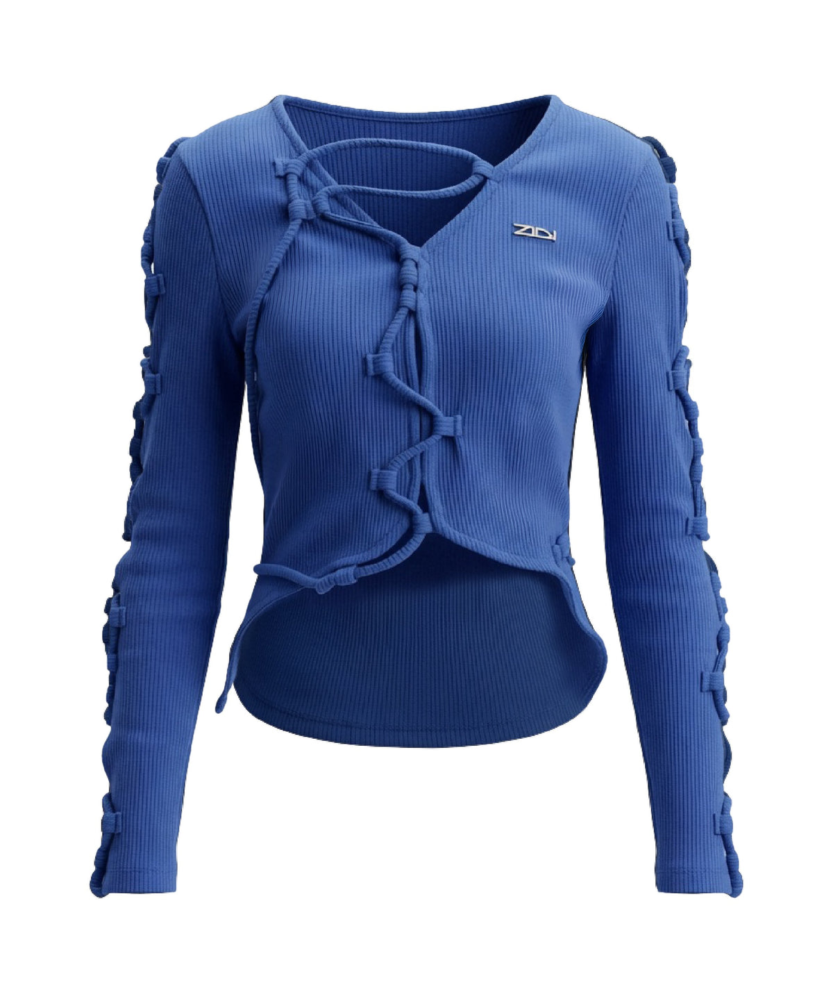 Ribbed Knit Corded Top in Cobalt